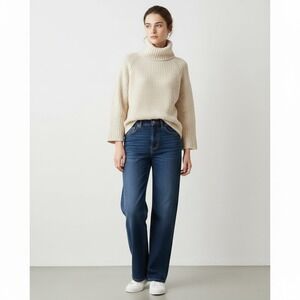 Club Monaco Beige Ribbed Turtleneck Sweater Alpaca Blend Size S P